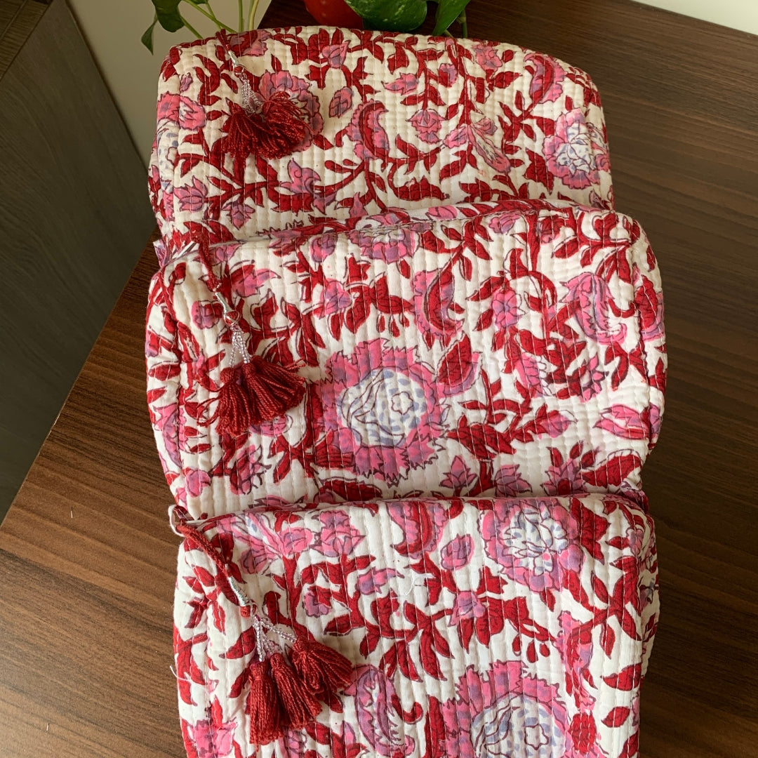 Red Pink Jaal Toiletry Kit