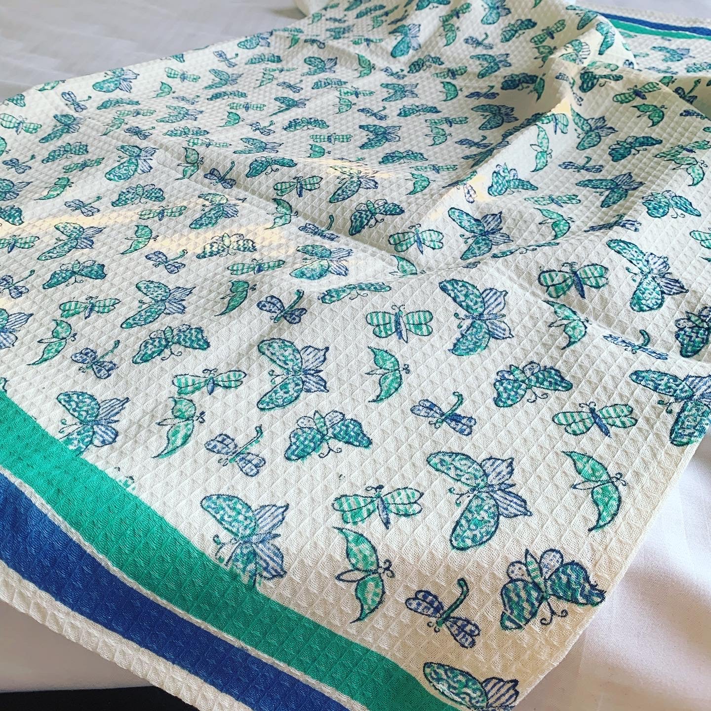 Blue Flying Butterfly Bath Towel