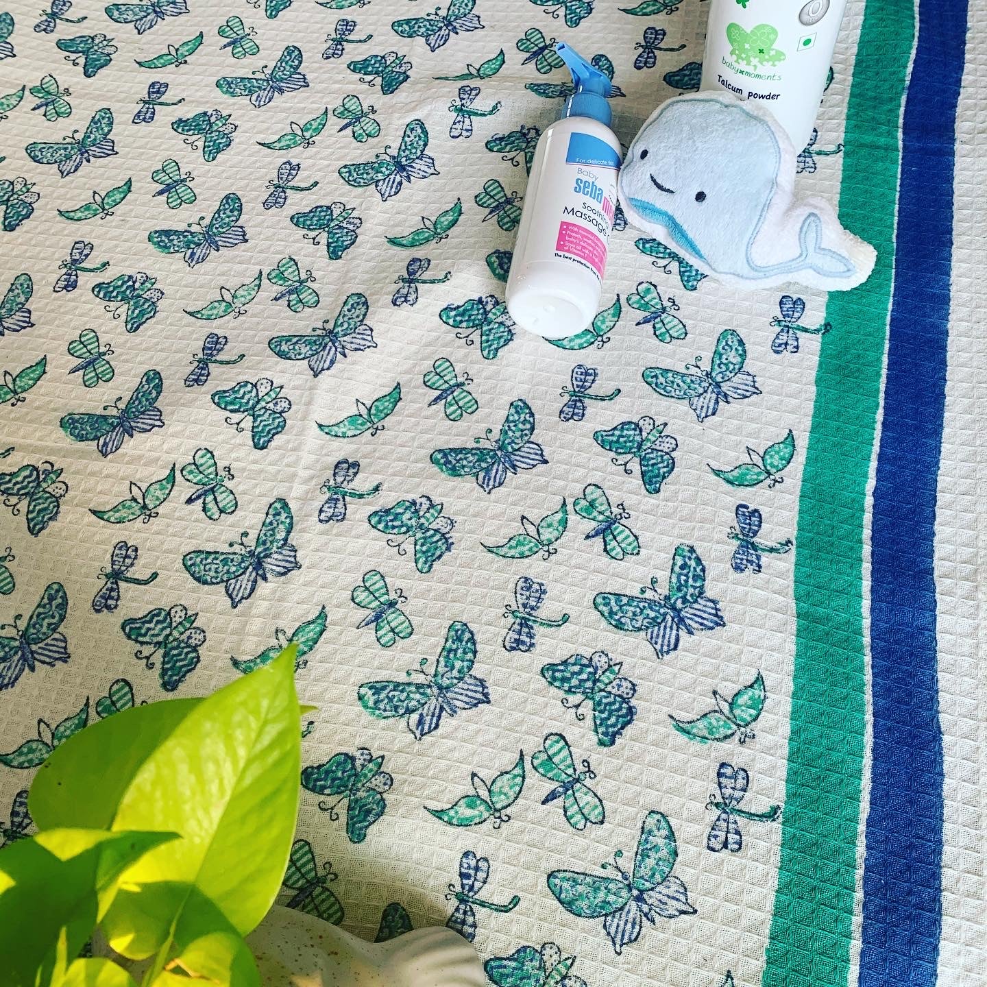 Blue Flying Butterfly Bath Towel