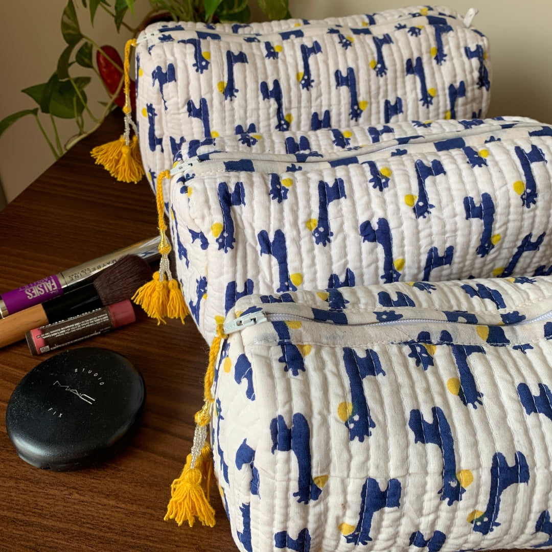 Blue Yellow Giraffe Toiletry Kit