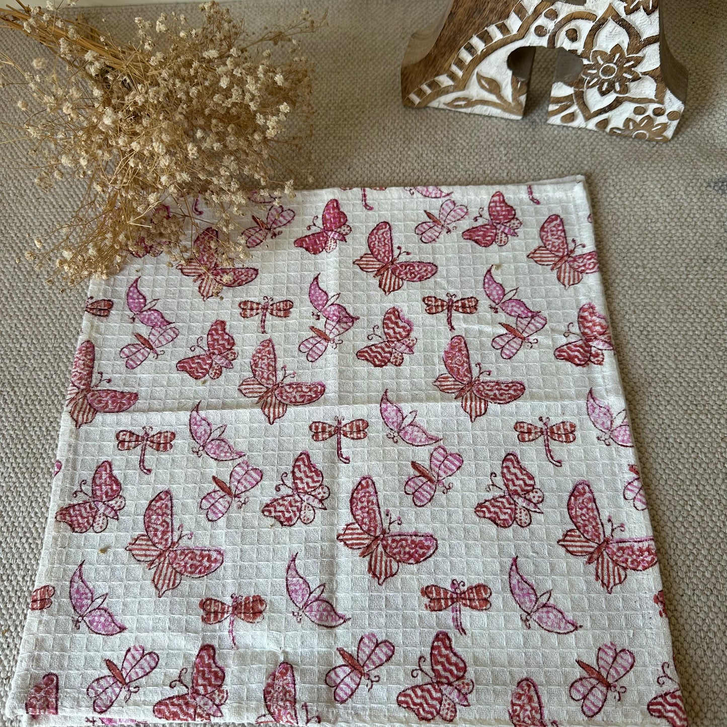 Pink Flying Butterfly Face Towel