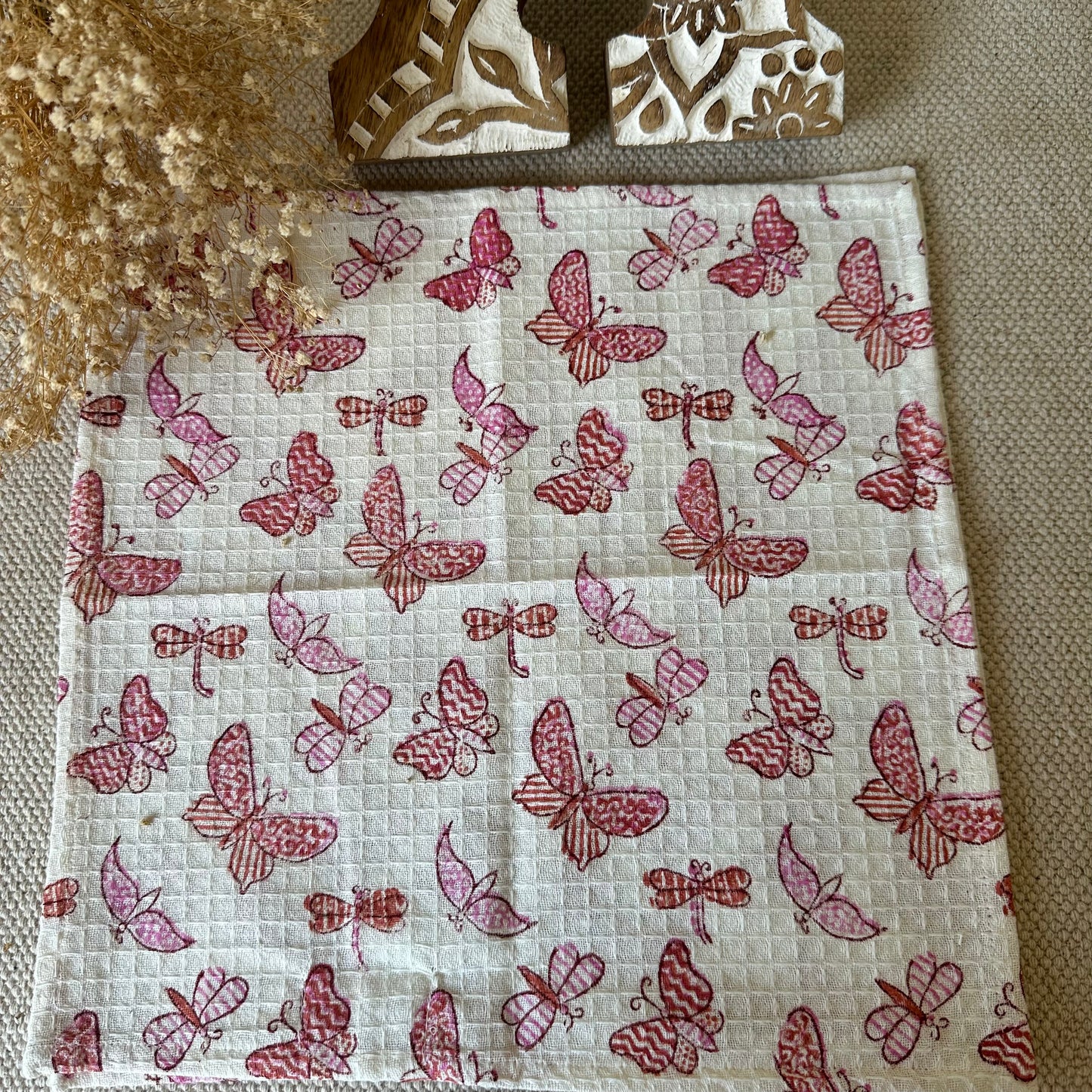 Pink Flying Butterfly Face Towel