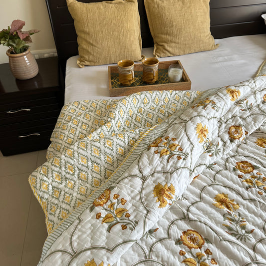 Yellow Jaal Double Quilt