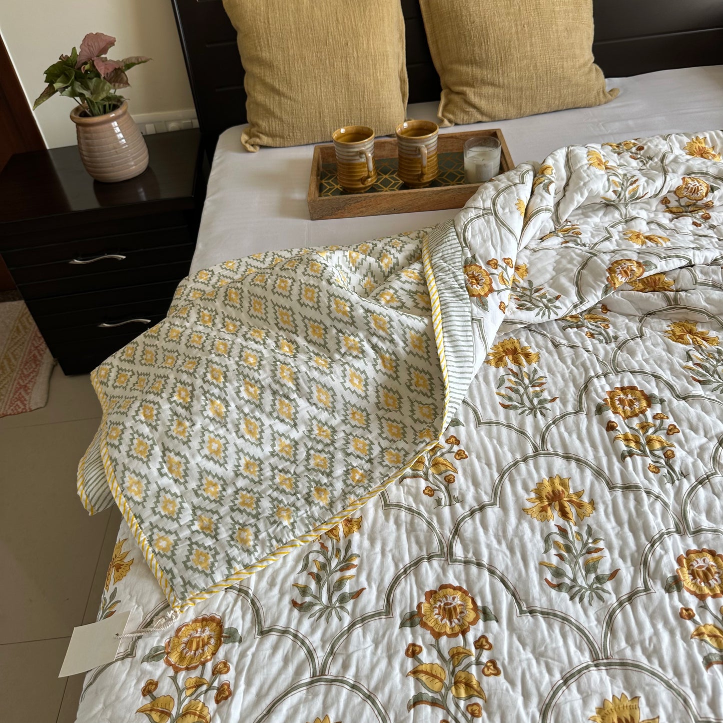 Yellow Jaal Double Quilt