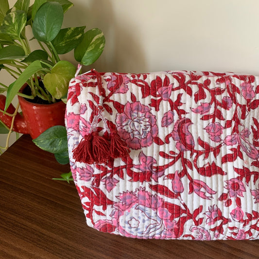 Red Pink Jaal Toiletry Kit
