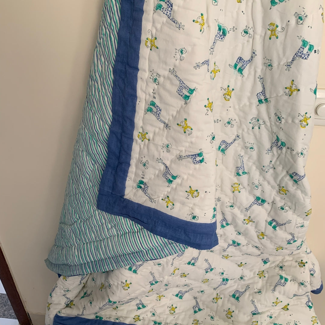 Naughty Blue Giraffe Single Quilt