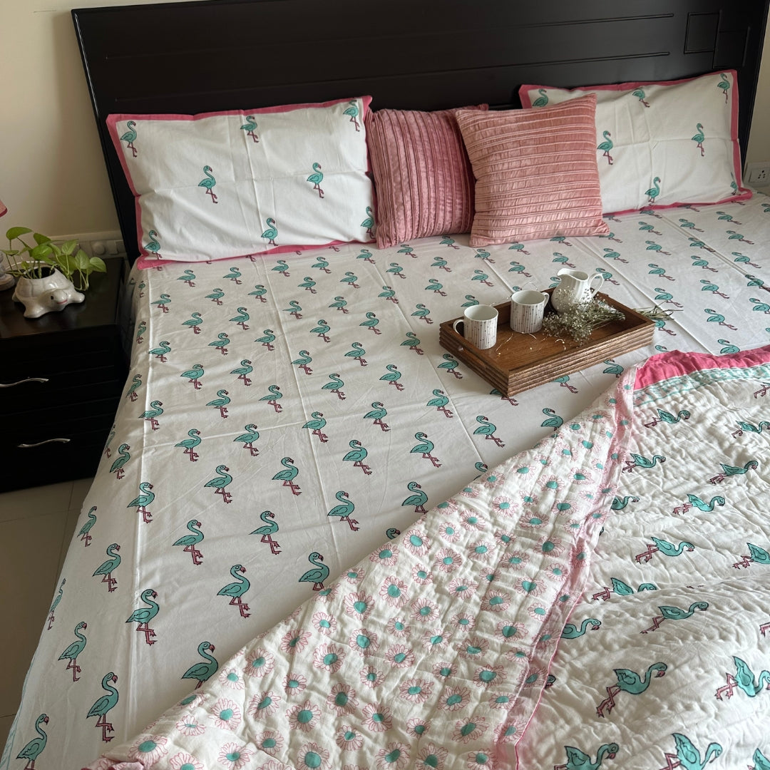 Happy Flamingo Single Bedsheet