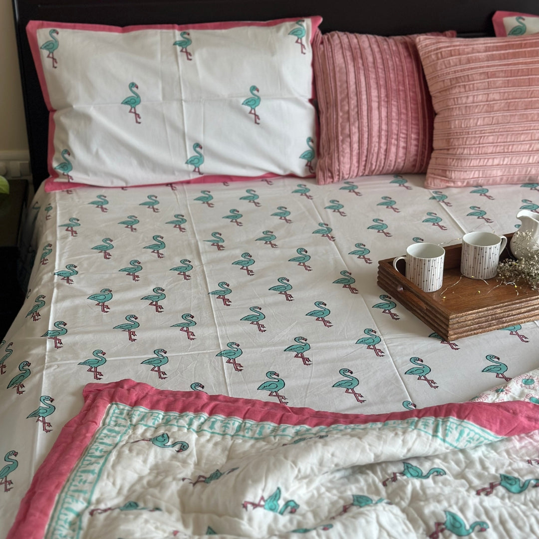 Happy Flamingo Double Bedsheet