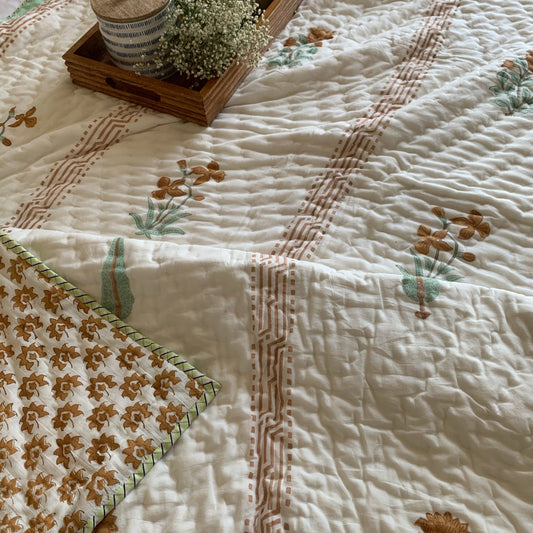 Mustard Flowers Single Quilt