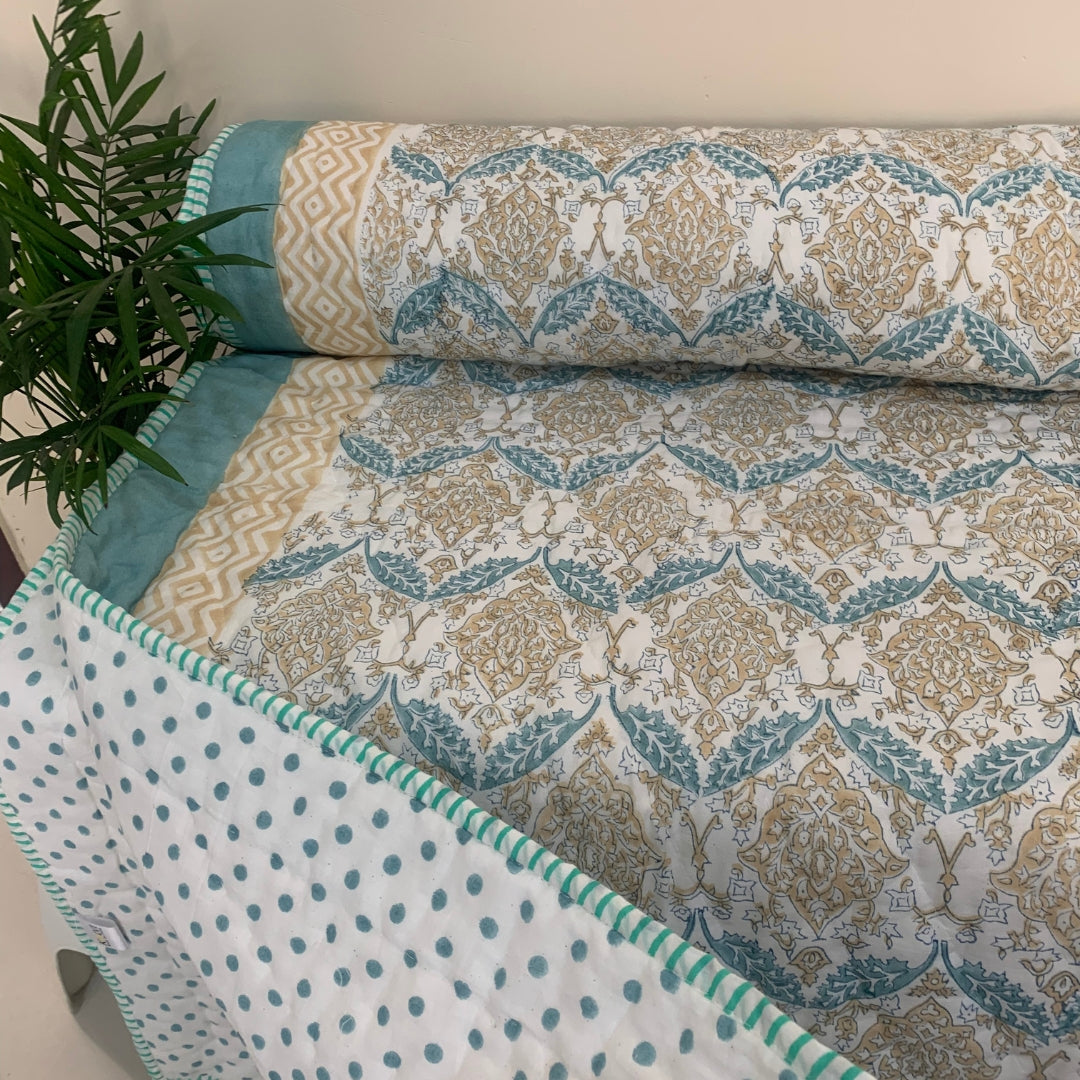 Green Polka Dots Single Quilt