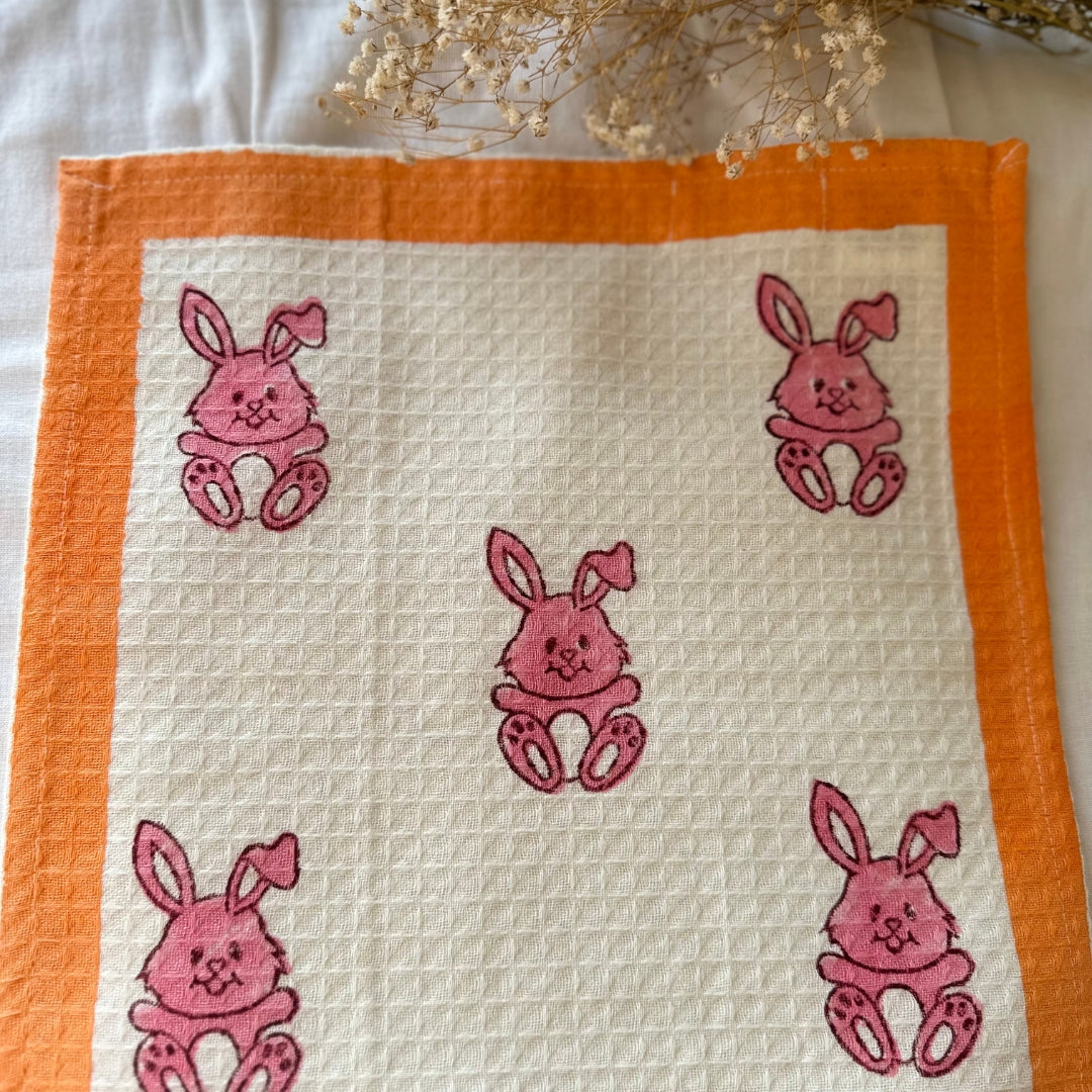 Orange Pink Teddy Face Towel