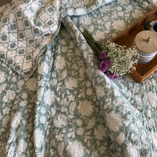 Sage Green Jaal Single Quilt