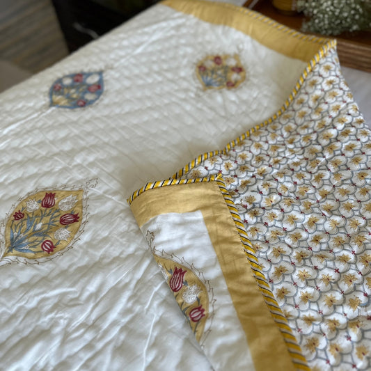 Mustard Booti Single Quilt