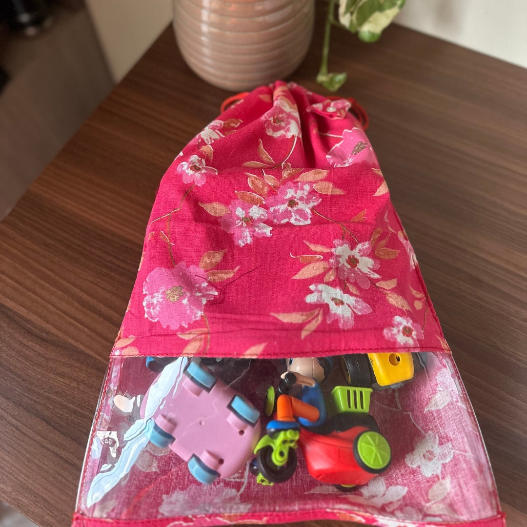 Red Hibiscus Toy Bag