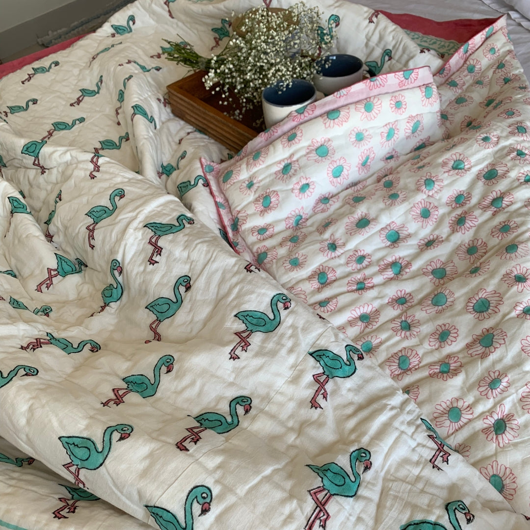 Happy Flamingo Single Quilt