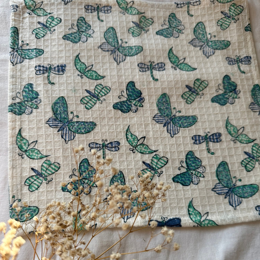 Blue Flying Butterfly Face Towel