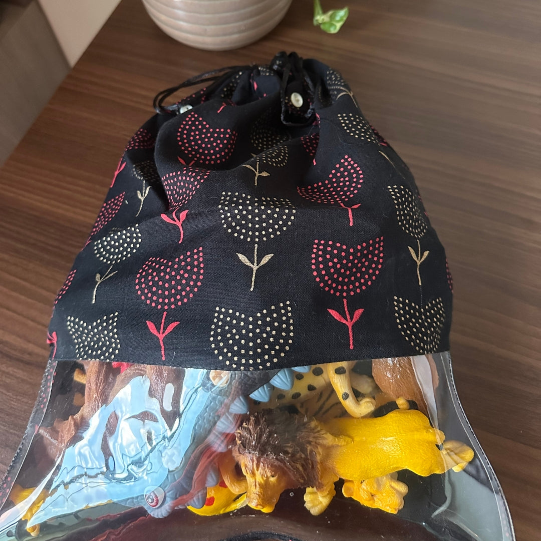 Black Spotty Toy Bag