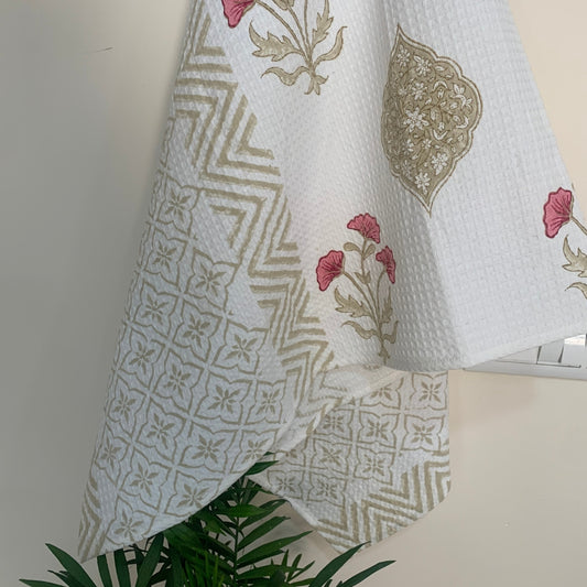 Beige Flower Bath Towel