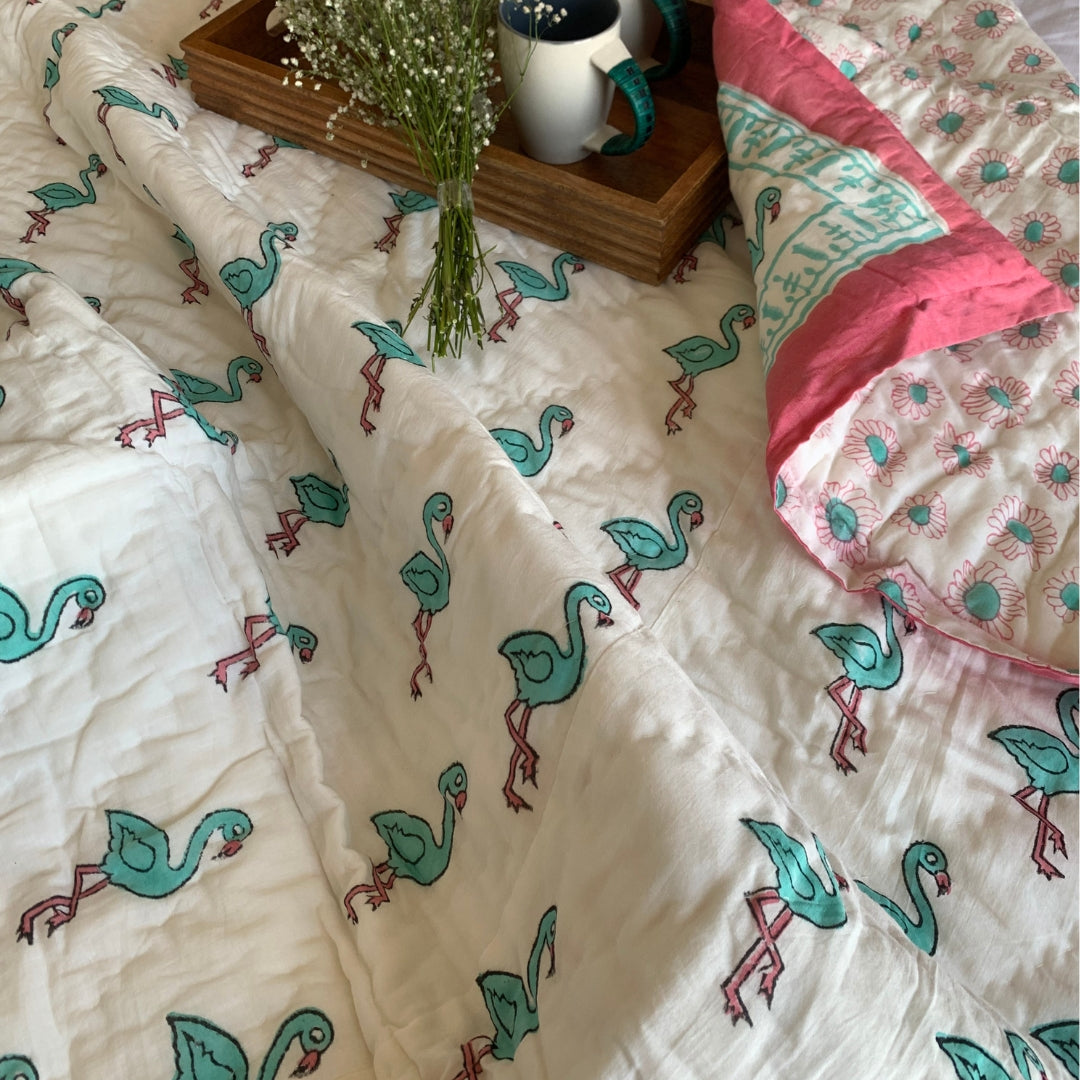 Happy Flamingo Single Quilt
