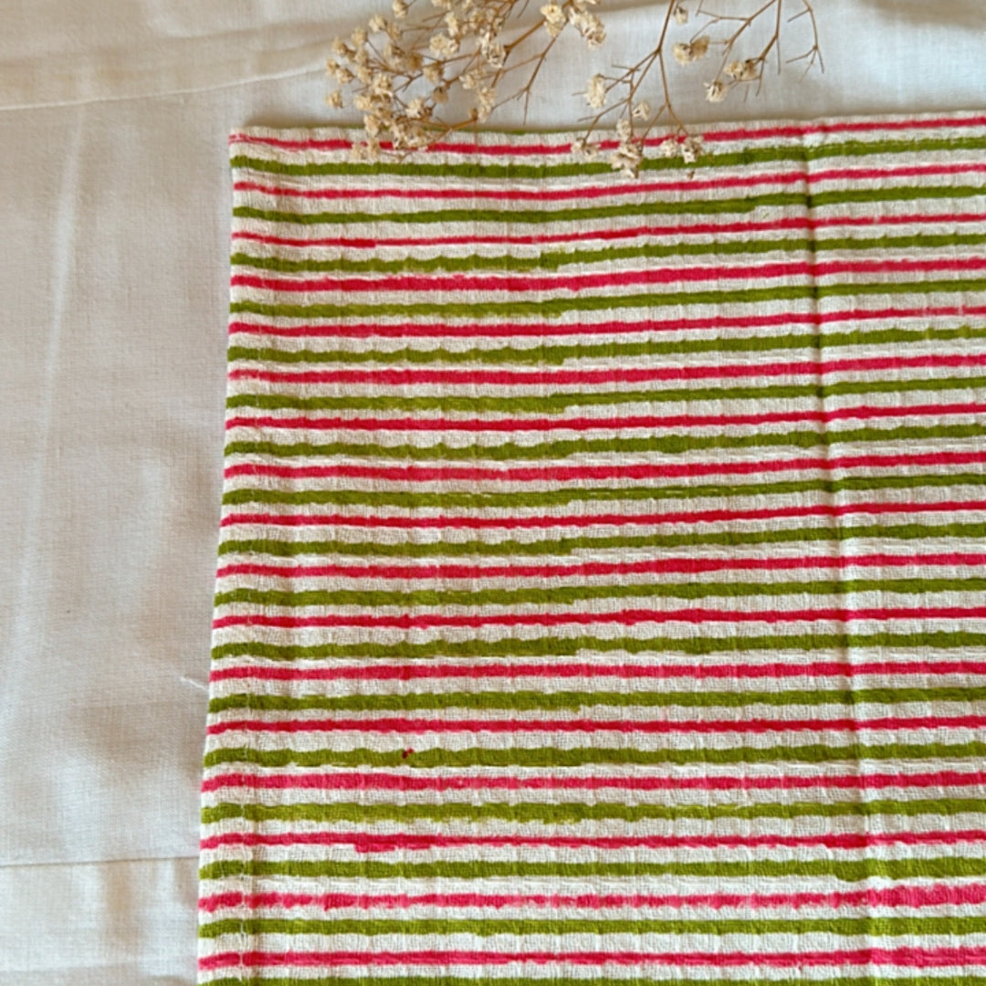 Pink And Green Stripes Face Towel