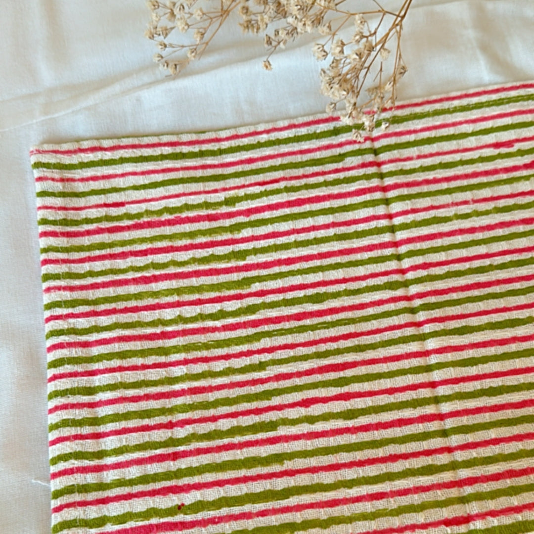 Pink And Green Stripes Face Towel