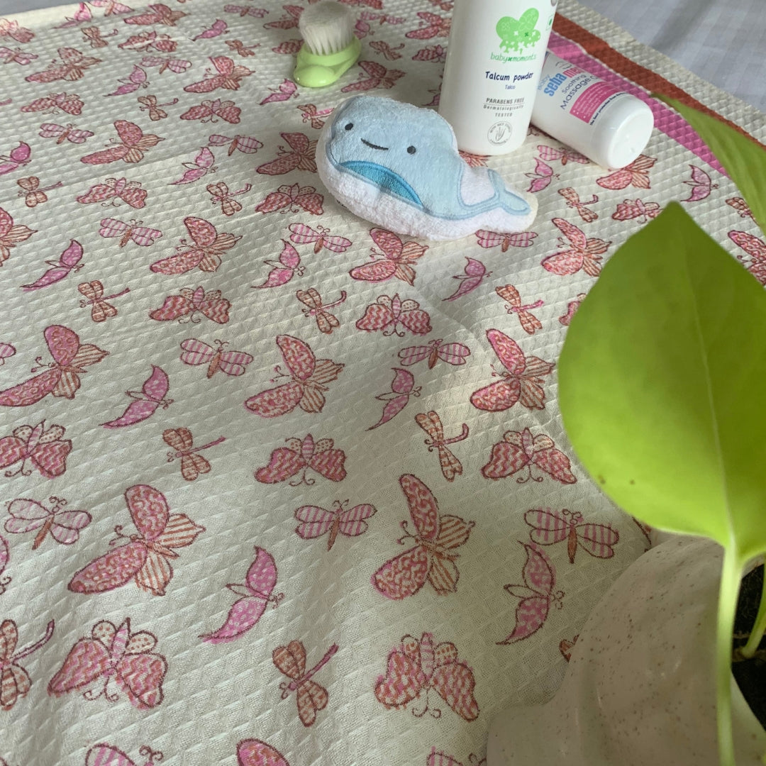 Pink Flying Butterfly Bath Towel