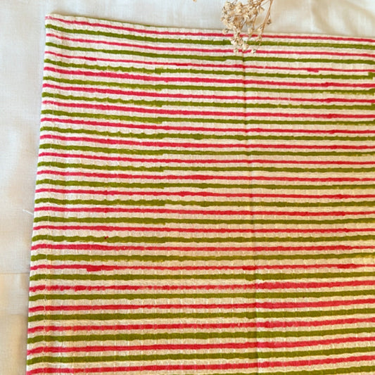 Pink And Green Stripes Face Towel