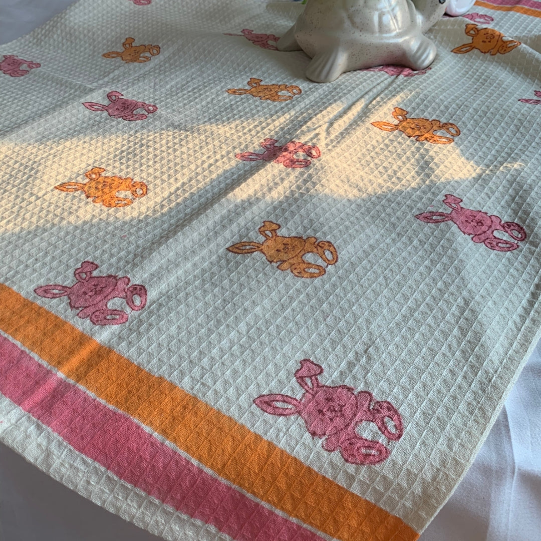 Orange Pink Teddy Bath Towel