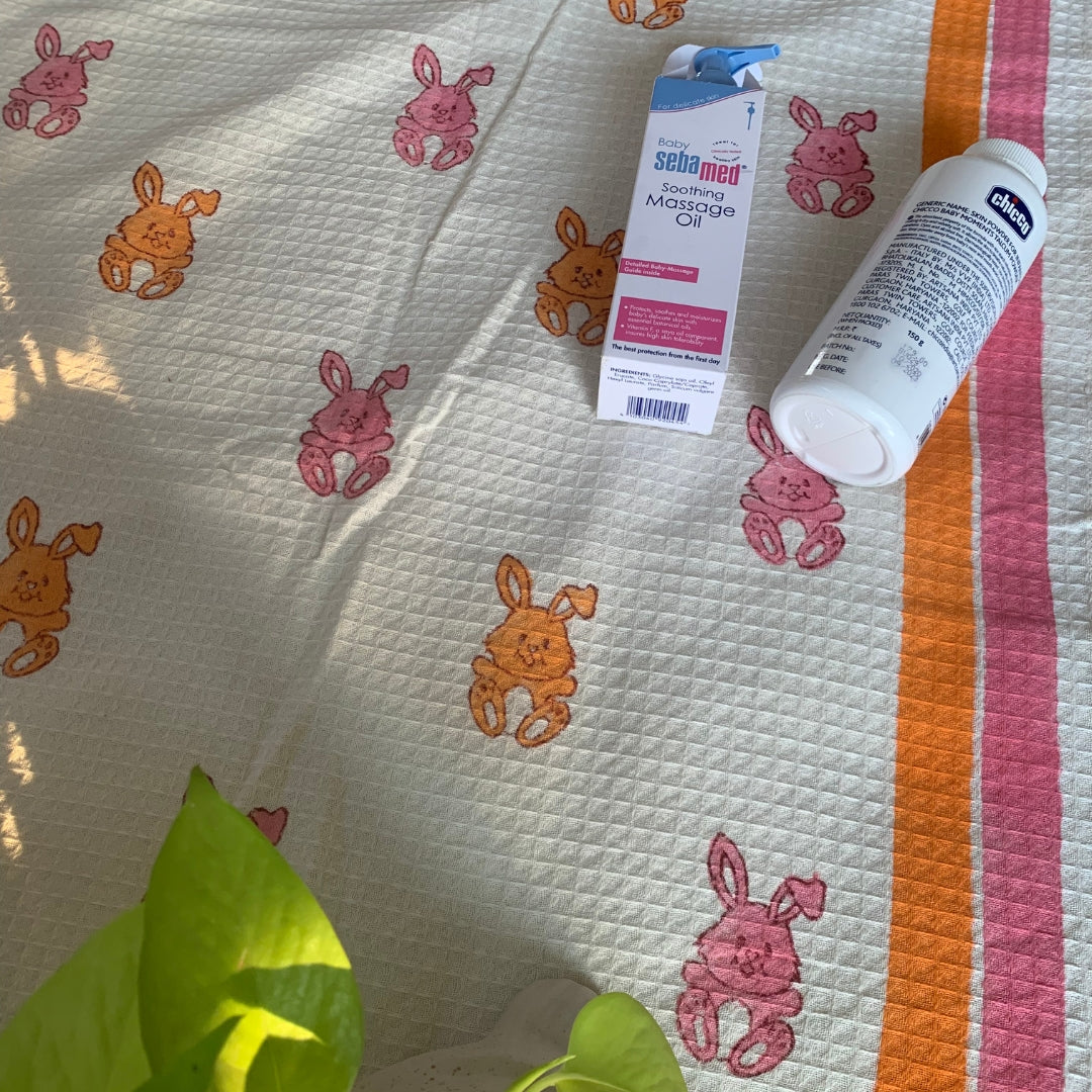 Orange Pink Teddy Bath Towel