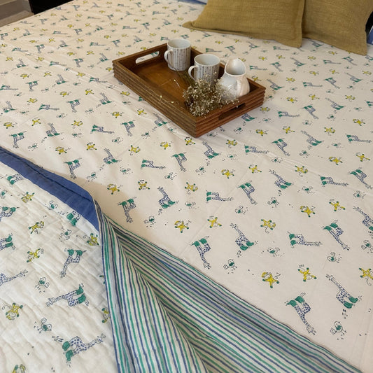 Naughty Blue Giraffe Single Bedsheet