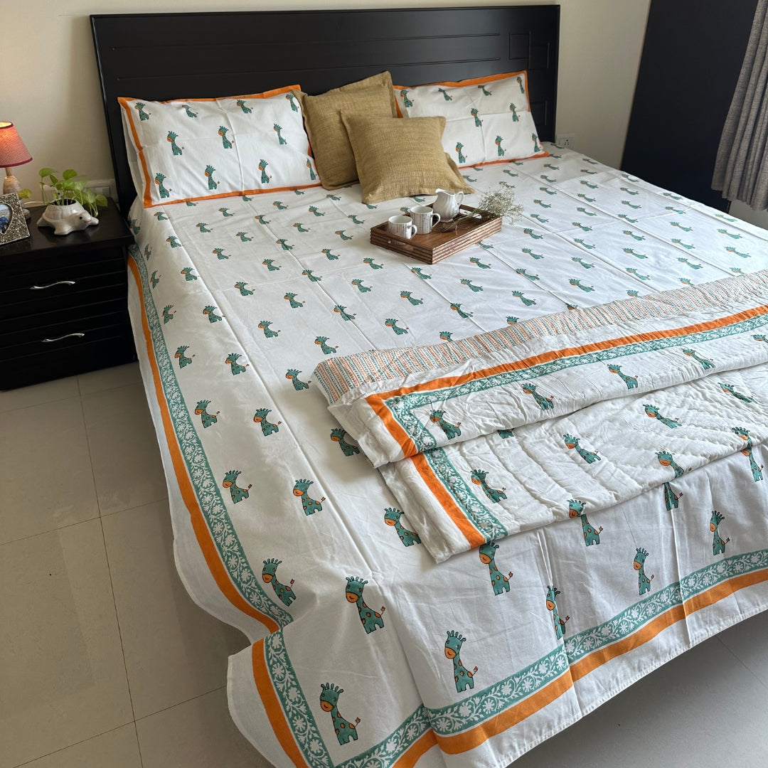 Green Giraffe Single Bedsheet