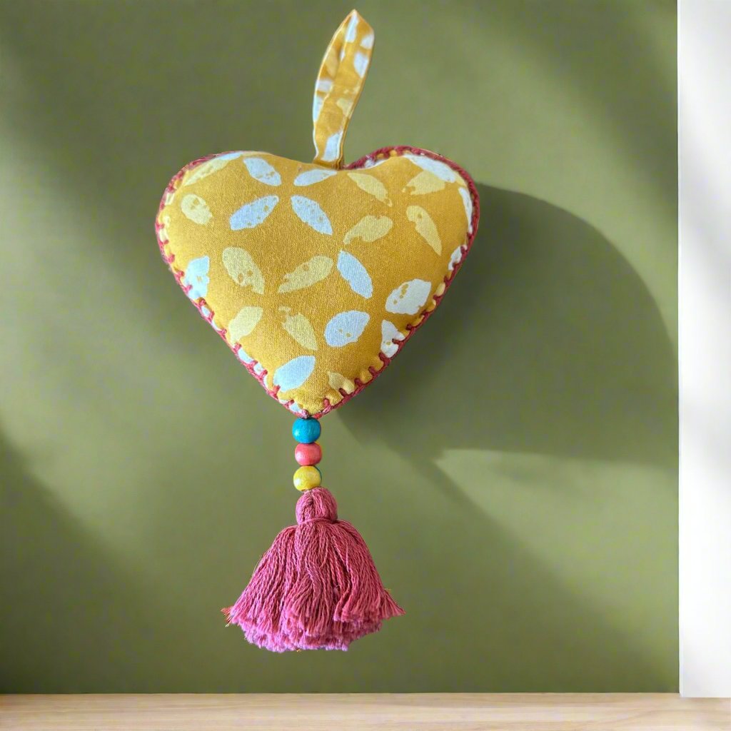 Handmade Heart Hanging- Bright Yellow