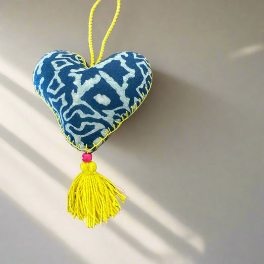 Handmade Heart Hanging- Indigo Blue