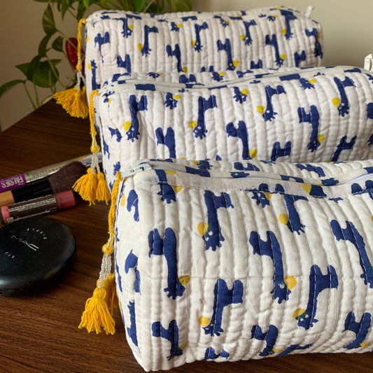 Blue Yellow Giraffe Toiletry Kit