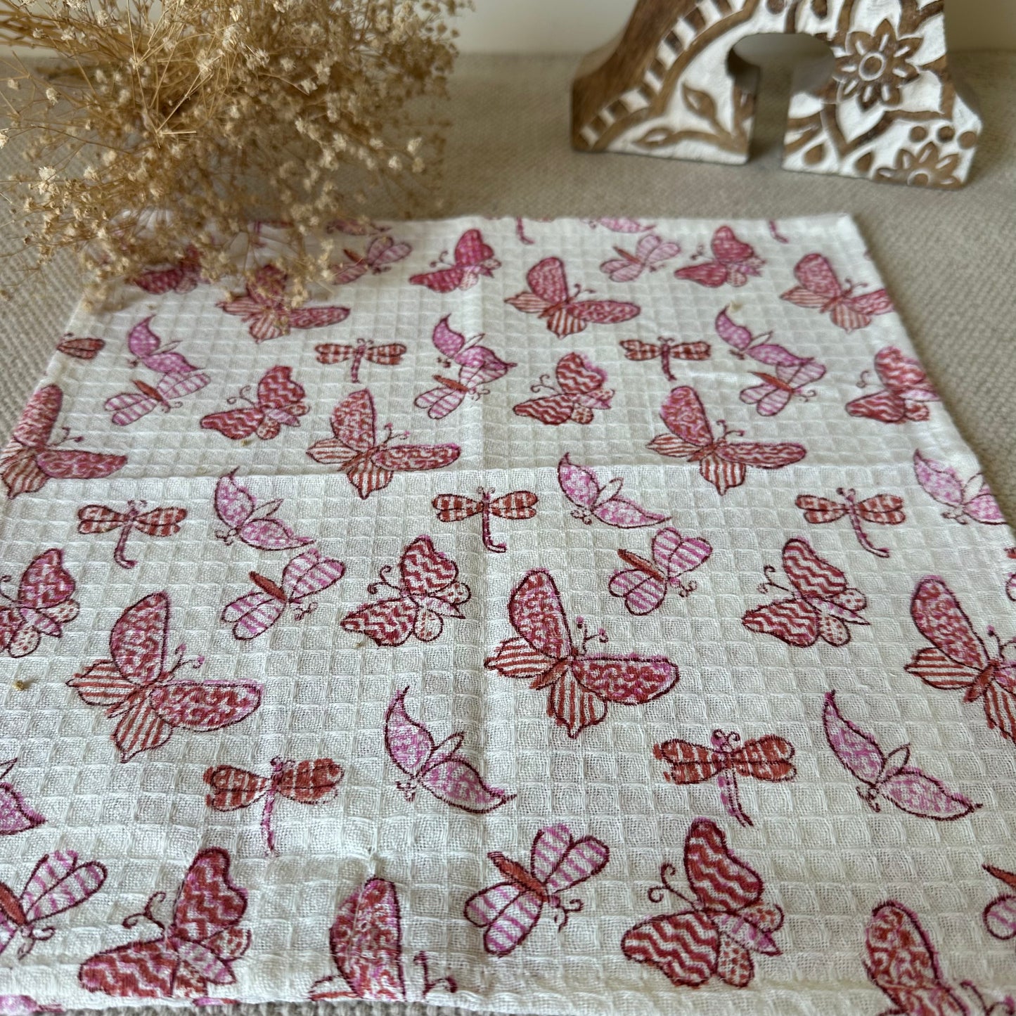 Pink Flying Butterfly Face Towel
