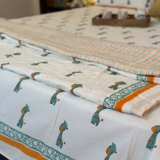 Green Giraffe Single Bedsheet