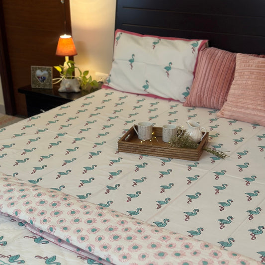 Happy Flamingo Double Bedsheet