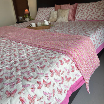 Pink Flying Butterfly Single Bedsheet