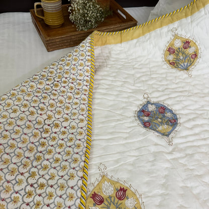 Mustard Booti Single Quilt