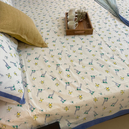 Naughty Blue Giraffe Single Bedsheet