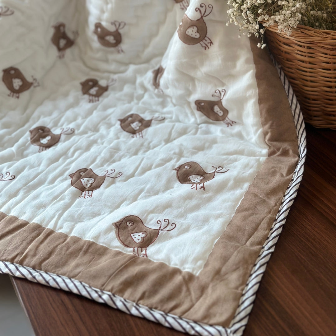 Brown Birdie Baby Quilt